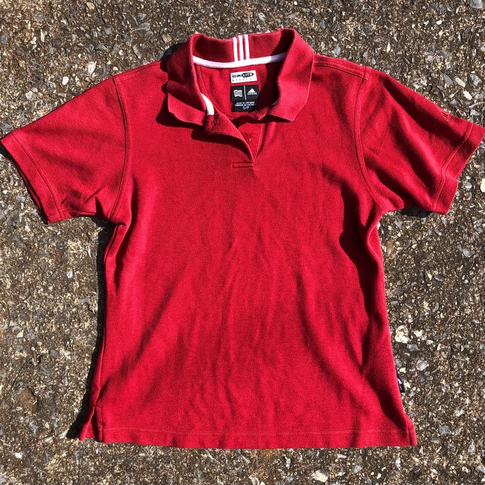 Adidas Climalite Polo Tennis Shirt, Red, Size S/P